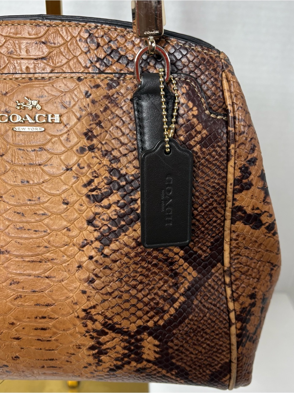 Coach Minetta Satchel in Python Embossed Leather w/ Crossbody Strap EUC - Picture 6 of 16